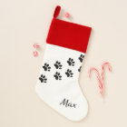Velvet Trimmed Personalized Paw Print Stocking
