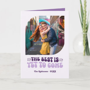 Velvet Violet Champagne Retro New Year Photo Holiday Card