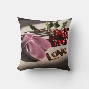 Velvety 3D Baby Mittens: Two Sides of Softness Throw Pillow