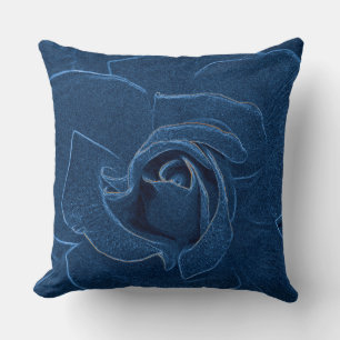 velvety blue rose throw pillow