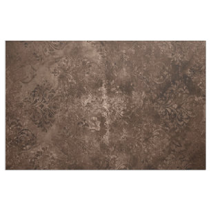 Velvety Bronze Damask   Brown Baroque Grunge Fabric
