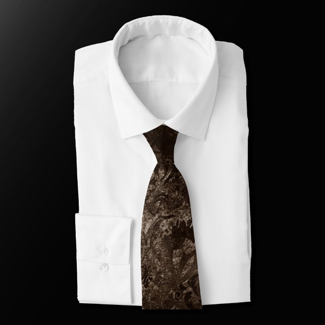 Velvety Bronze Damask | Brown Baroque Grunge Tie (Creator Uploaded)