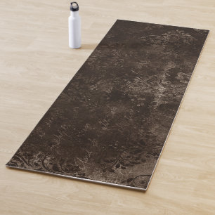 Velvety Bronze Damask   Brown Baroque Grunge Yoga Mat