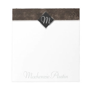 Velvety Bronze Damask Mocha Brown Grunge Baroque Notepad