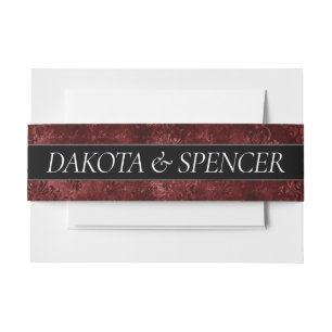 Velvety Henna Damask Crimson Red Grunge Baroque Invitation Belly Band