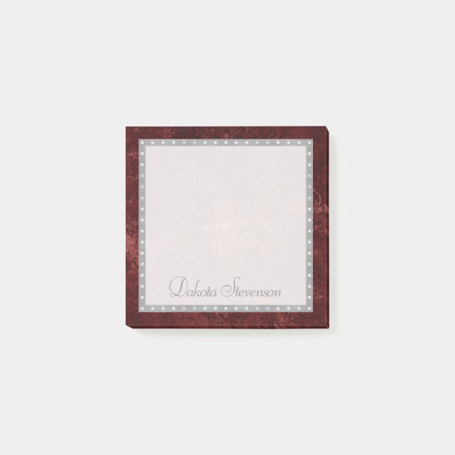 Velvety Henna Damask | Crimson Red Grunge Baroque Post-it Notes (Front)