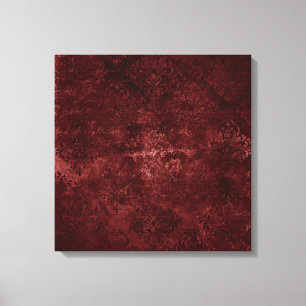 Velvety Henna Damask Red Distressed Grunge Canvas Print