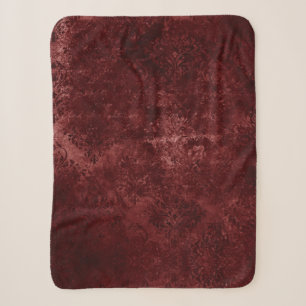 Velvety Henna Damask   Red Distressed Grunge Sherpa Blanket