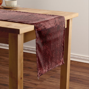 Velvety Henna Damask Red Distressed Grunge Short Table Runner