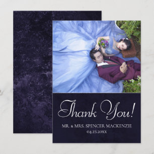 Velvety Indigo Damask Midnight Grunge Photo Thank You Card