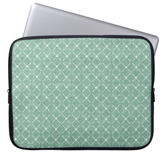 Velvety Lattice Pattern in Mint Green Laptop Sleeve (Front)