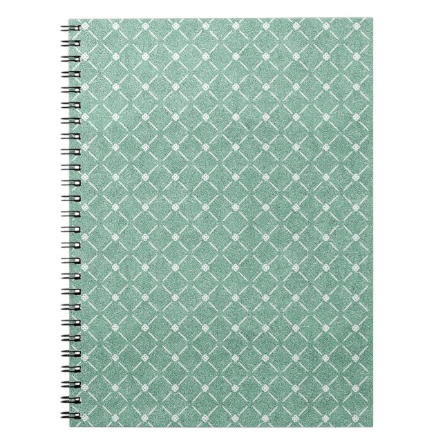 Velvety Lattice Pattern in Mint Green Notebook (Front)