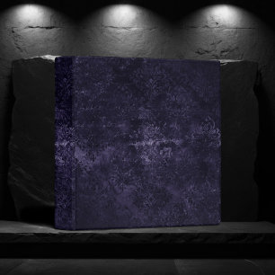 Velvety Midnight Damask Indigo Purple Grunge Binder