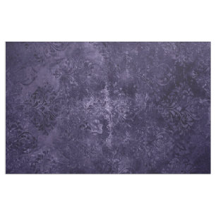 Velvety Midnight Damask   Indigo Purple Grunge Fabric