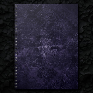 Velvety Midnight Damask Indigo Purple Grunge Notebook