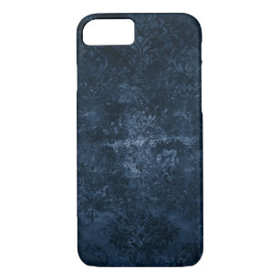 Velvety Navy Damask   Dark Blue Grunge Baroque Case-Mate iPhone Case