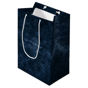 Velvety Navy Damask   Dark Blue Grunge Baroque Medium Gift Bag