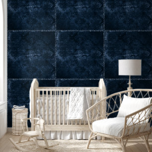 Velvety Navy Damask Dark Blue Grunge Baroque Wallpaper