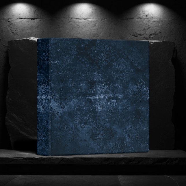 Velvety Navy Damask | Dark Blue Grunge Floral Binder (Creator Uploaded)