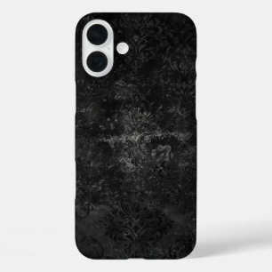 Velvety Onyx Damask   Black Vampy Grunge Baroque iPhone 16 Plus Case