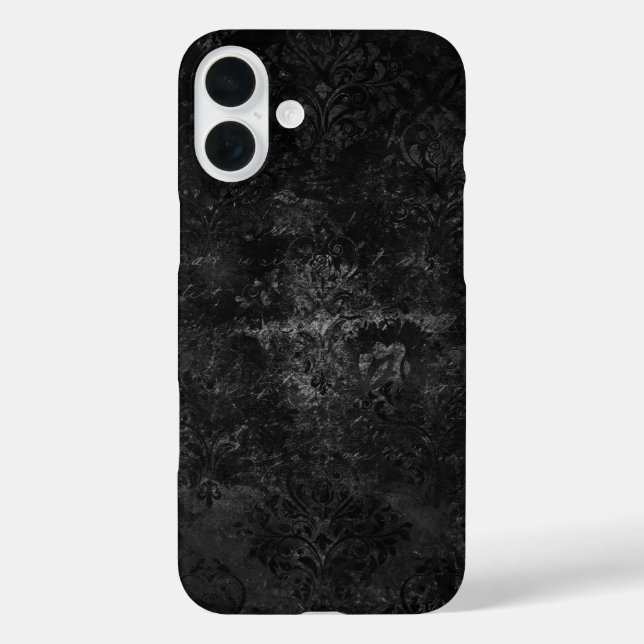 Velvety Onyx Damask | Black Vampy Grunge Baroque Case-Mate iPhone Case (Back)