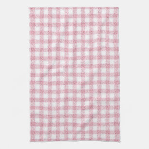 Velvety Pink and White Gingham Charm Kitchen Towel