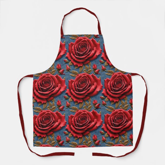 Velvety Red Roses  Apron (Front)