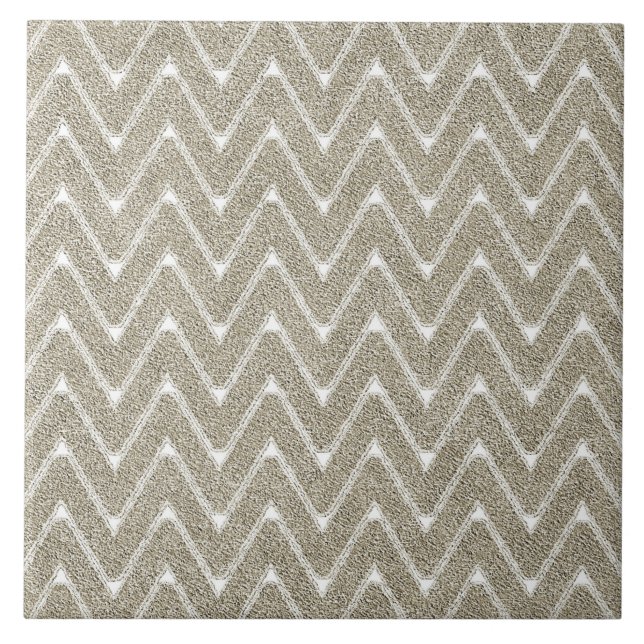 Velvety Sand Brown Chevron Pattern Tile (Front)