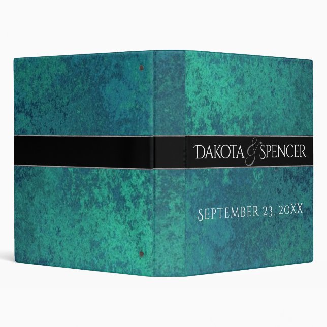 Velvety Teal Damask | Dark Green Grunge Baroque Binder (Background)