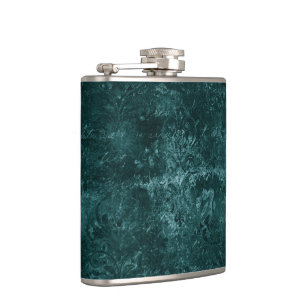 Velvety Teal Damask Dark Green Grunge Baroque Hip Flask
