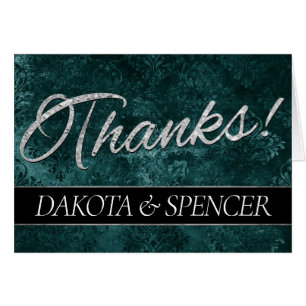 Velvety Teal Grunge   Deep Emerald Thank You Card