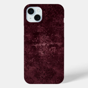 Velvety Wine Damask   Bordeaux Sangria Grunge Glam iPhone 15 Mini Case