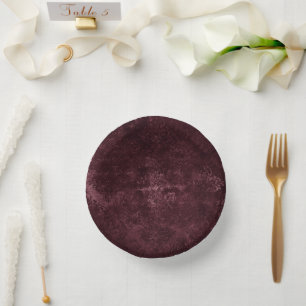 Velvety Wine Damask Bordeaux Sangria Grunge Glam Paper Plate