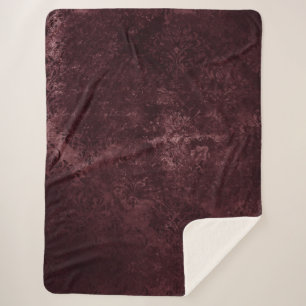 Velvety Wine Damask Bordeaux Sangria Grunge Glam Sherpa Blanket