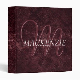 Velvety Wine Damask Maroon Merlot Grunge Baroque Binder