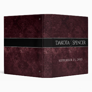 Velvety Wine Damask   Maroon Merlot Grunge Baroque Binder