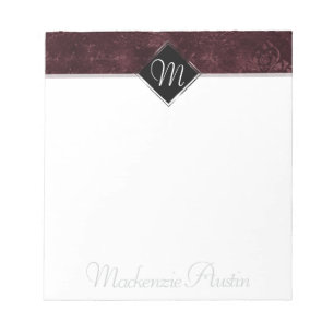 Velvety Wine Damask Maroon Merlot Grunge Baroque Notepad