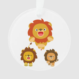 'Venant! !" 3 Joli caricature Lions Acrylique Orne