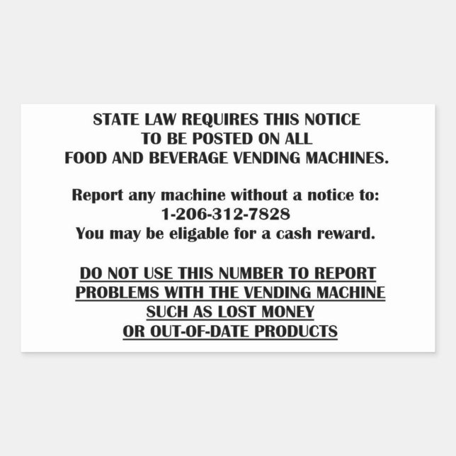 vending machine notice sticker (Front)