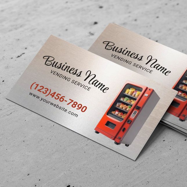 Vending Machines Service Modern Metal Background Business Card (Creator Uploaded)