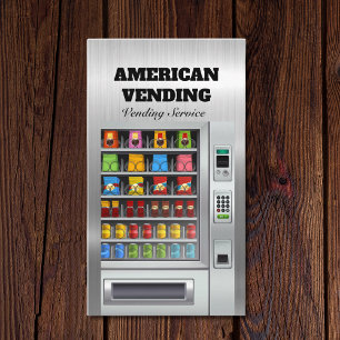  Vending Service Food Snack Vendor Metal Design Business Card