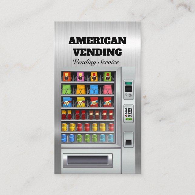  Vending Service Food Snack Vendor Metal Design Business Card (Front)