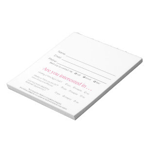 Vendor Lead Slips for Booking & Recruit Pink Zebra Notepad