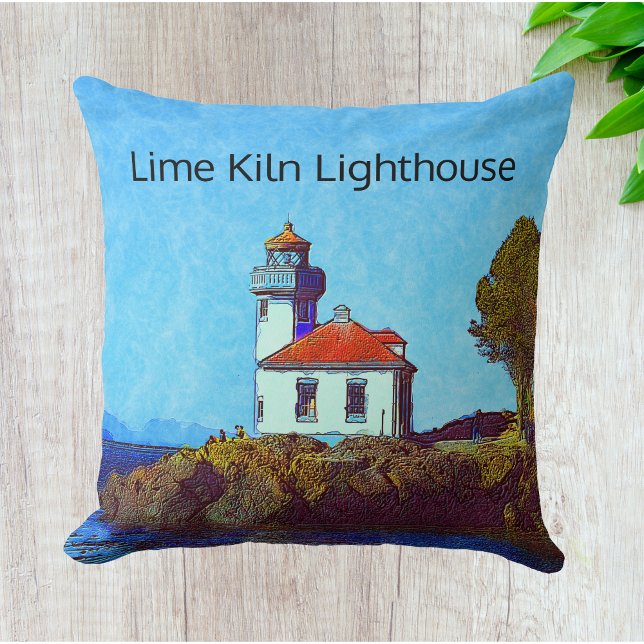 Vendredi Harbor Lime Kiln Carré Coussin du phare (Créateur téléchargé)