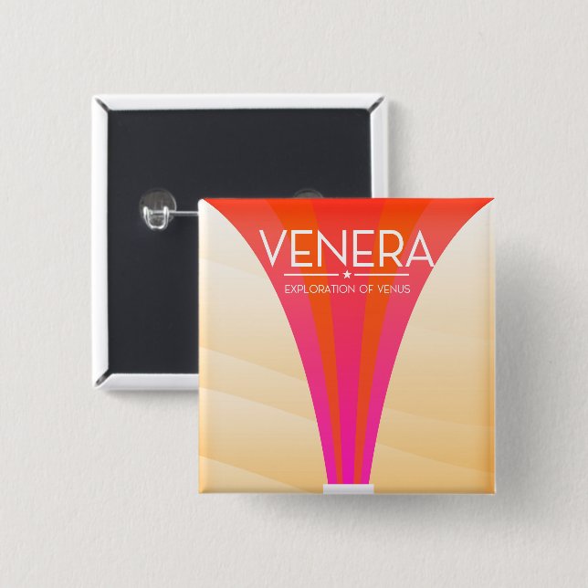 Venera Exploration of Venus 2 Inch Square Button (Front & Back)