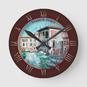 Venetian Boats Round Clock