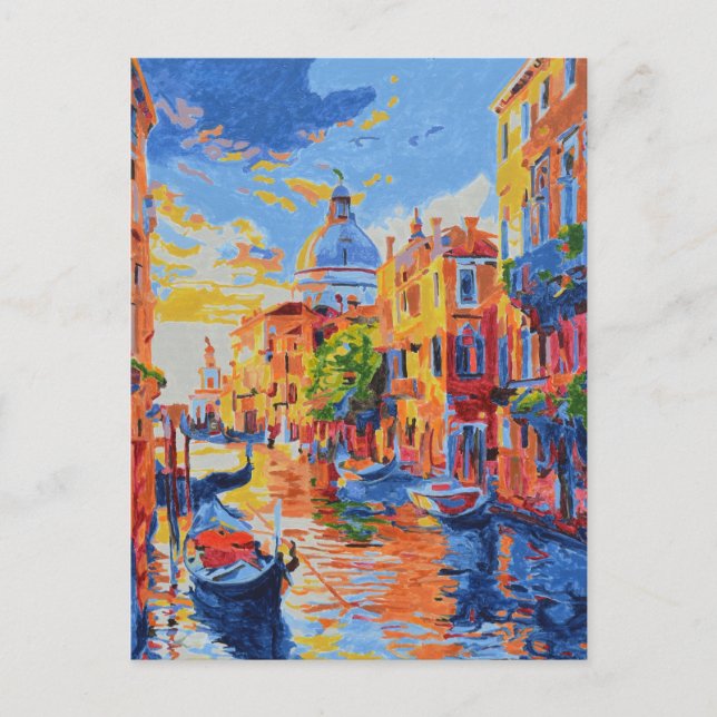 Venetian Canal at Sunset  Holiday Postcard (Front)