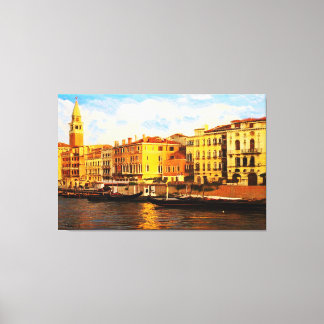 Venetian Canal in Vibrant Watercolors Canvas Print