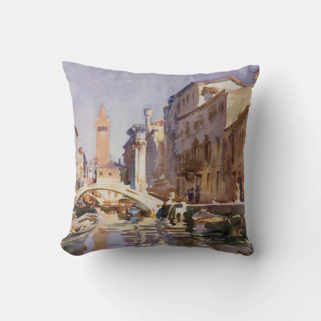 Venetian Canal Throw Pillow (Front)