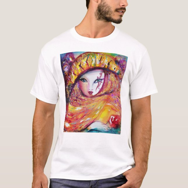 VENETIAN CARNIVAL MASK IN YELLOW Masquerade T-Shirt (Front)